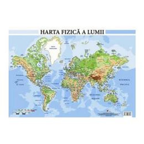 Harta fizica a lumii - Plansa A2, editura Aramis