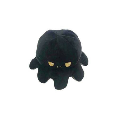 Jucarie reversibila din plus Octopus doll, Oktane, caracatita cu 2 fete pentru reprezentarea sentimentelor, 20x20cm, gri-negru