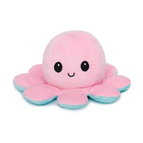 Jucarie reversibila din plus Octopus doll, Oktane, caracatita cu 2 fete pentru reprezentarea sentimentelor, 20x20cm, roz-verde