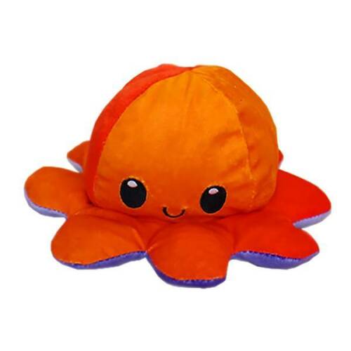Jucarie reversibila din plus Octopus doll, Oktane, caracatita cu 2 fete pentru reprezentarea sentimentelor, 20x20cm, sunset-marmeid
