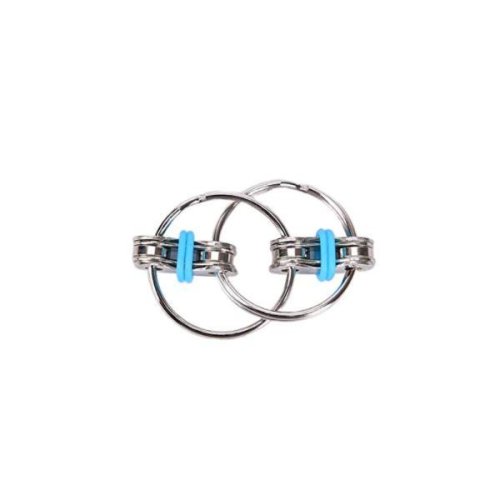 Jucarie senzoriala antistres, Fidget Metalic Triplu Spinner, Albastru, 3 cm, +3 ani - Shop Like A Pro