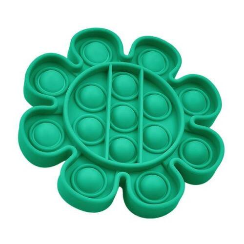 Jucarie senzoriala din silicon Push Pop Bubble Flower, OKTANE, Autism, Nevoi Speciale, antistres pentru scoala/birou, 12.5 x 12.5 x 1.5 cm, Verde