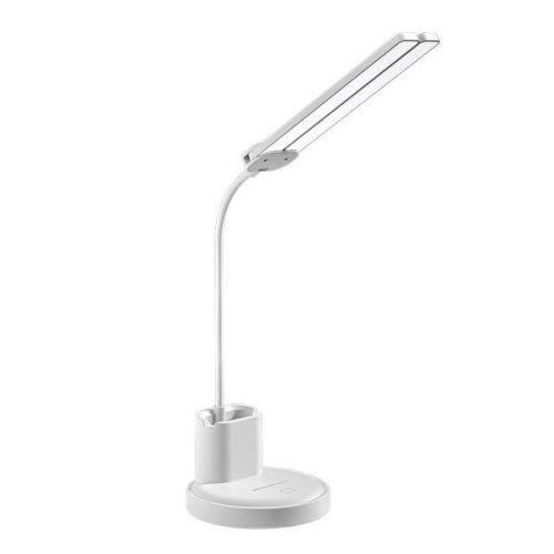 Lampa birou Led Fixxia Two, 2 brate, incarcare USB, touch, control luminozitate, lumina calda, neutra, rece, suport pixuri
