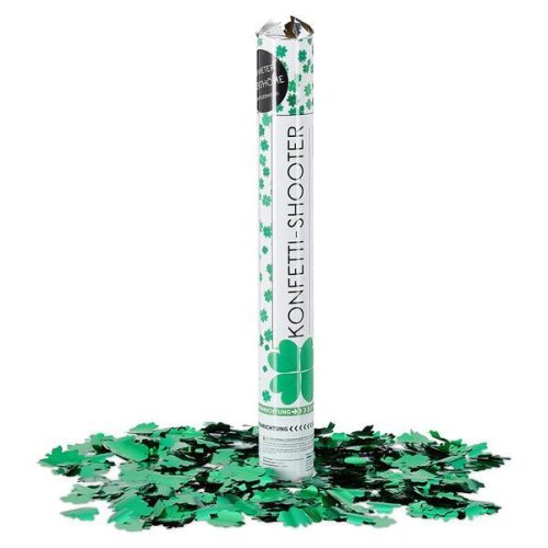 Lansator confetti Party Popper, Trifoi norocos, Verde, 40 cm