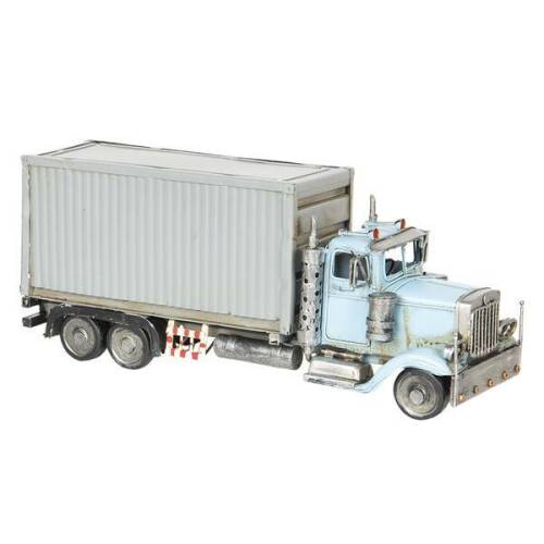 Decorer - Macheta camion retro metal albastru 29 cm x 10 cm x 12 cm