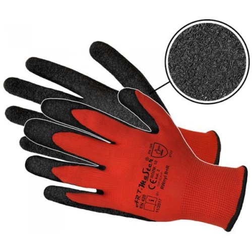 Mănuși de protecție latex ARTMAS RWnyl cat.2 negru-roșu, mărime 10