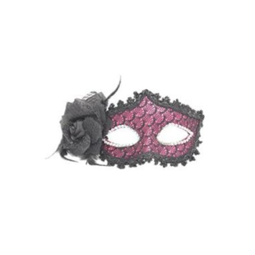 Masca carnaval venetian pentru ochi cu trandafir, roz inchis - Gonga
