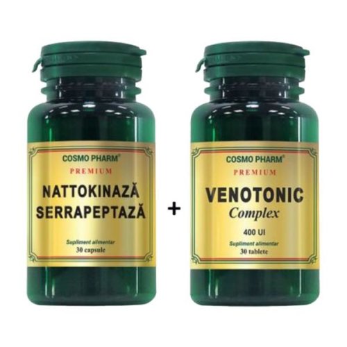 Nattokinaza Serrapeptaza, 30 capsule + Venotonic 400 UI, 30 tablete, Cosmo Pharm Premium
