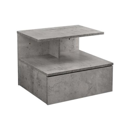 Noptiera montabila pe perete, un sertar, o polita, 40x35x31 cm, PAL, aspect gri beton