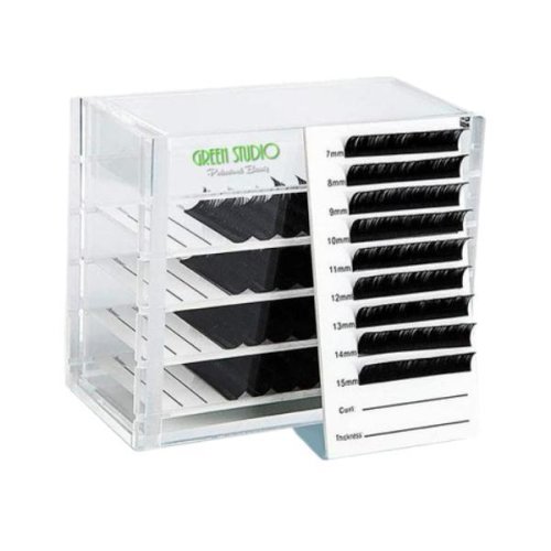 Green Studio - Organizator / cutie depozitare cu 5 palete suport extensii gene