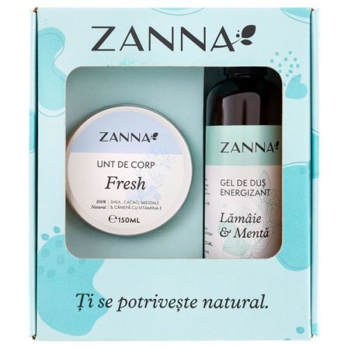 Pachet Zanna - Gel de Dus Energizant cu Lamaie si Menta 250 ml + Unt de Corp Fresh 150 ml