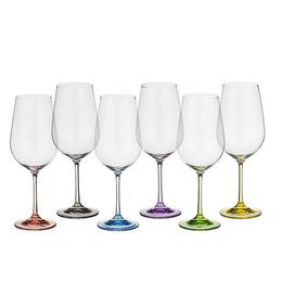 Pahare Bohemia Cristal Rainbow Raki pentru vin rosu set 6 buc 550ml