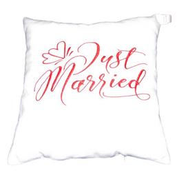 Perna decor Just Married, alb, 40x40 cm - Happy Gifts