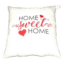Happy Gifts - Perna decorativa home sweet home, alb, 40 x 40 cm