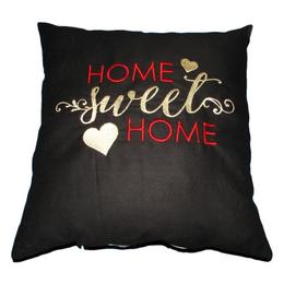 Perna decorativa Home Sweet Home, negru, Happy Gifts, 40 x 40 cm