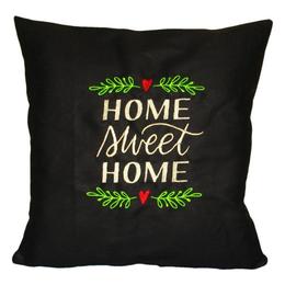 Perna decorativa Home Sweet Home, negru, model 2, 40 x 40 cm