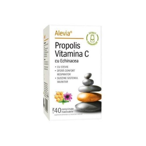 Propolis Vitamina C cu Eghinacea si Stevie Alevia, 40 comprimate masticabile