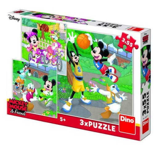 Dino - Puzzle 3 in 1 - mickey si minnie sportivii - 55 piese