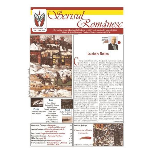 Revista Scrisul Romanesc nr.1 din 2021, editura Scrisul Romanesc