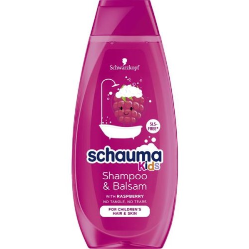 Sampon si Balsam cu Extract de Zmeura pentru Parul si Pielea Copiilor - Schwarzkopf Schauma Kids Shampoo & Balsam with Raspberry for Children's Hair & Skin, 400 ml