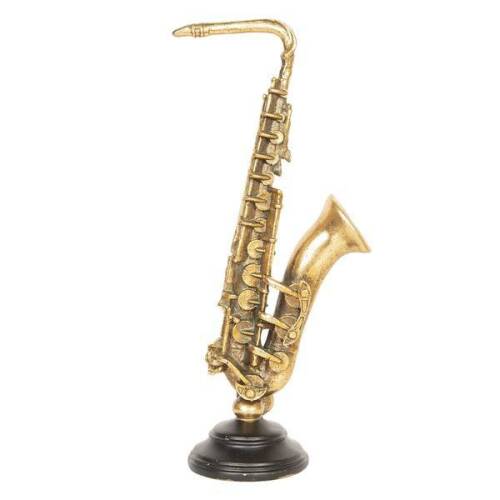 Saxofon decorativ polirasina auriu 16 cm x 10 cm x 38 cm