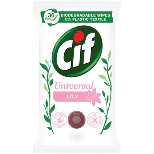 Servetele Umede Biodegradabile Universale cu Parfum de Flori de Crin - Cif Universal Biodegradable Wipes Lily, 36 buc