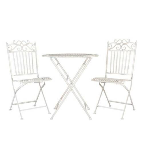 Decorer - Set 2 scaune pliabile si masa fier forjat alb patinat romantic