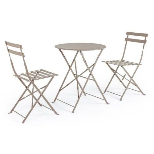 Decorer - Set 2 scaune pliabile si masa pliabila fier forjat maro wissant