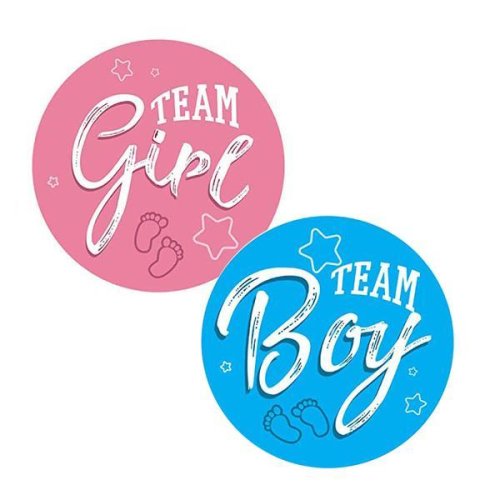 Set 30 buc stickere Team Boy Albastru, Team Girl Roz, Petrecere copii