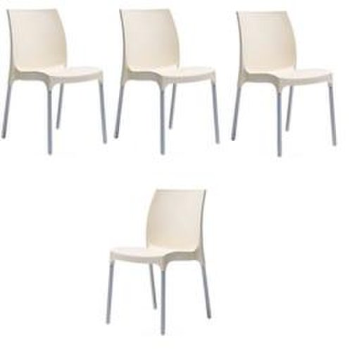 Raki - Set 4 scaune de exterior sunny culoare crem, dimensiuni d58xh82xw42xsh45cm