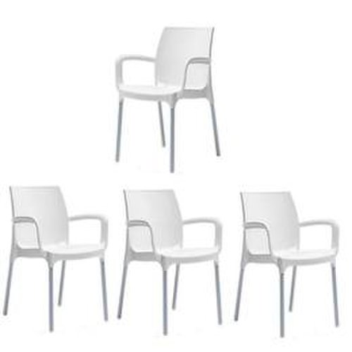 Raki - Set 4 scaune pentru curte sunset culoare alba 55x58x82cm