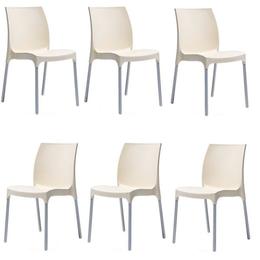 Raki - Set 6 scaune gradina,terasa sunny culoare crem, dimensiuni d58xh82xw42xsh45cm