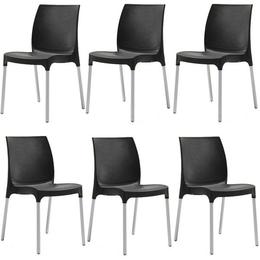 Raki - Set 6 scaune terasa sunny culoare neagra, dimensiuni d58xh82xw42xsh45cm