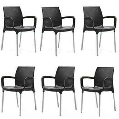 Raki - Set 6 scaune terasa sunset culoare neagra 55x58x82cm