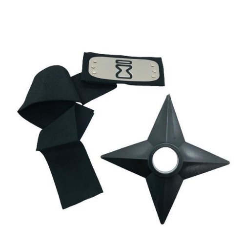Shop Like A Pro - Set bandana naruto simbolul nisipului, 90 cm si shuriken ninja din plastic, negru