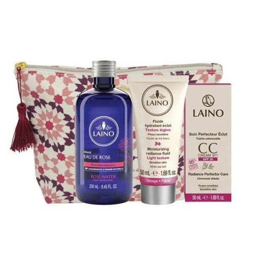 Set cadou îngrijire ten delicat Laino (CC cream 50ml, crema hidratanta 50ml, apa florala 250ml)