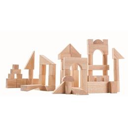 Plan Toys - Set de constructie cu 50 de blocuri din lem, culoare natur