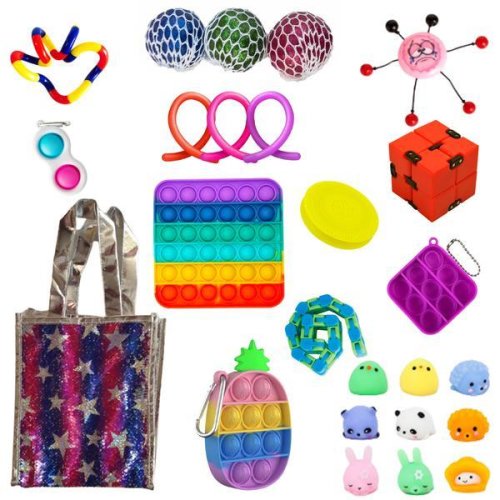 Set jucarii Fidget toys, Antistres, pentru fete, contine 25 produse, Multicolor