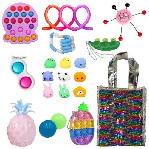 Oem - Set jucarii senzoriale, fidget toys pentru fete, contine 22 de produse, multicolor