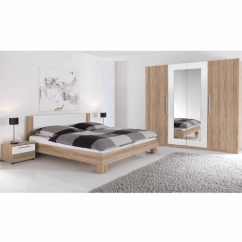 Decorer - Set mobilier dormitor mdf maro stejar sonoma alb martina 228x60x213 cm