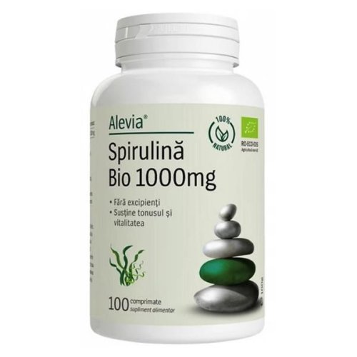 Spirulina Bio 1000 mg 100% Natural Alevia, 100 comprimate
