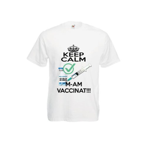 Tricou mesaj Keep calm, m-am vaccinat XL