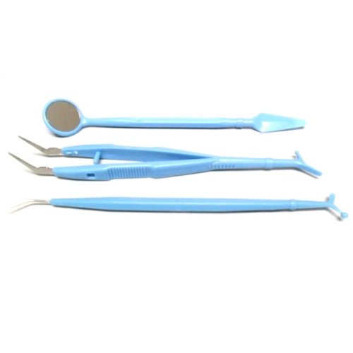 Trusa Stomatologica de Consultatie, Sterila, Tip 1 - Unica Folosinta Prima: spatula plastic cu oglinda nr. 5, pensa dentara, sonda ascutita