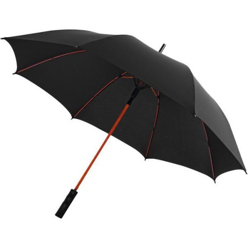 Umbrela rezistenta la vant, deschidere automata, unisex, Piksel, negru, ax si spite din fibra de sticla rosie, 102x80 cm