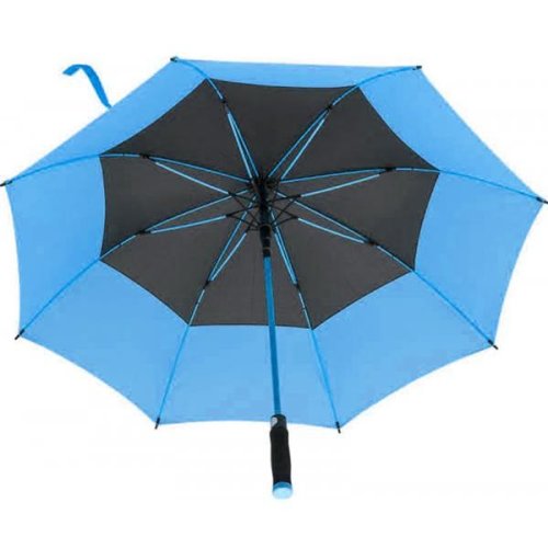 Umbrela rezistenta la vant, Piksel, 190T, negru, albastru, fibra de sticla, maner EVA