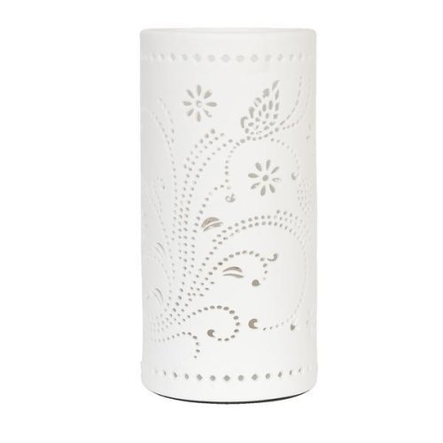 Decorer - Veioza decorativa ceramica fluturasi alba model ø12x25 cm e27