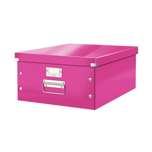 Cutie depozitare Leitz WOW Click & Store carton laminat mare roz