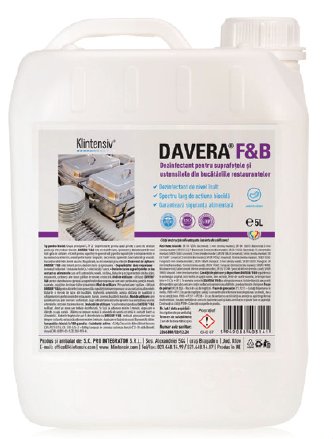 DAVERA F&B 5L - Dezinfectant pentru suprafete RTU pentru restaurante cantine si alte locuri publice de servire a mancarii