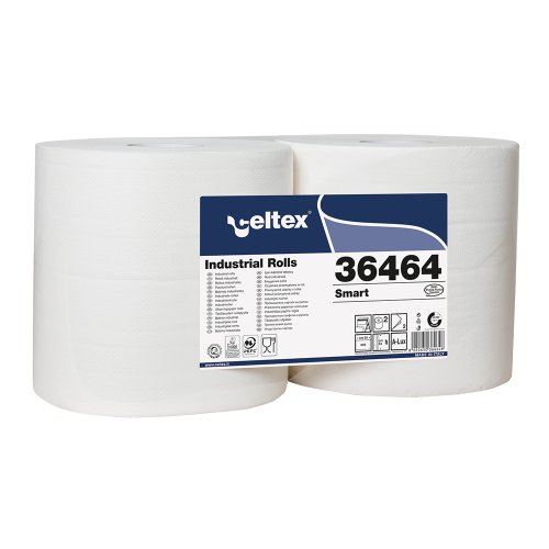 Rola lavete industriale Celtex 36464 2 straturi albe 800 portii/rola 240 m 2 role/set
