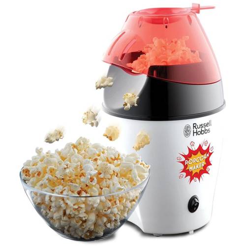 Aparat de facut popcorn Fiesta 24630-56, 1200 W, tehnologie cu aer cald, capac de masurat, capacitate 35-50 g, alb/negru